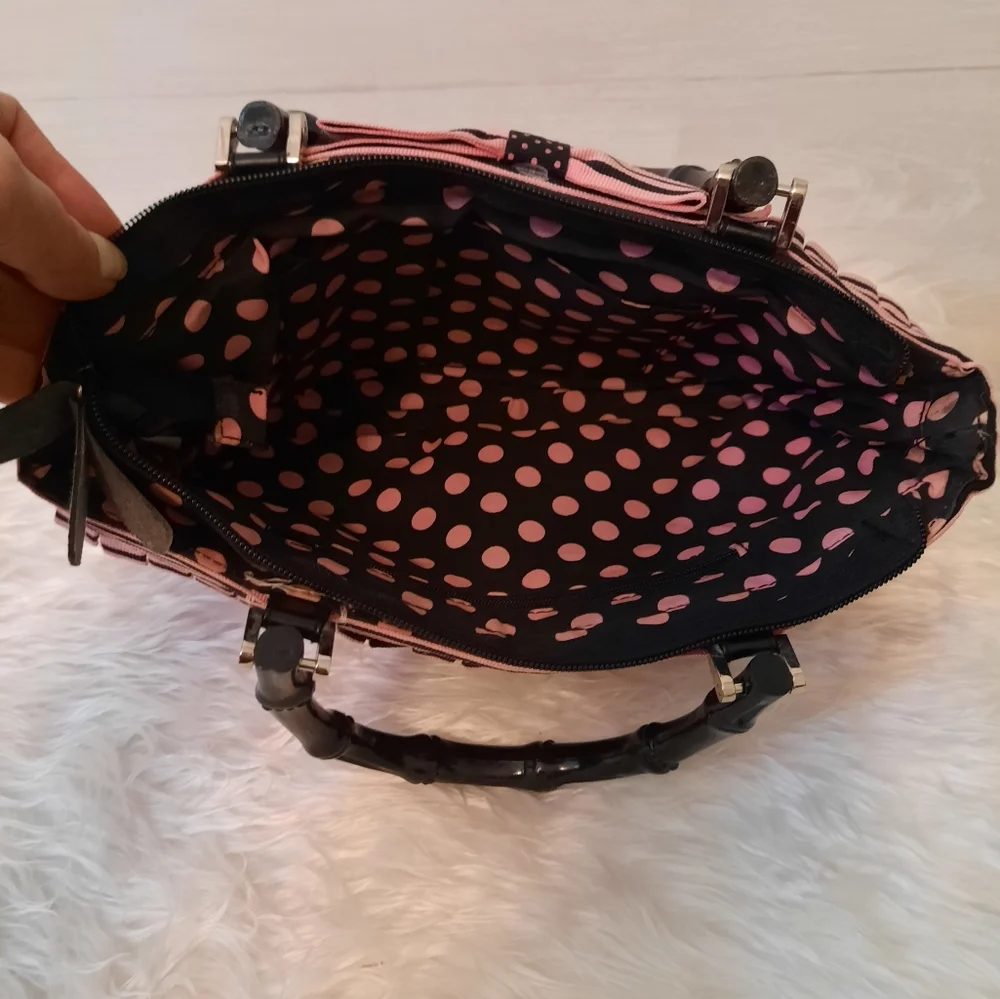 Handmade pink layered ribbon bag purse - Picture 3 of 5